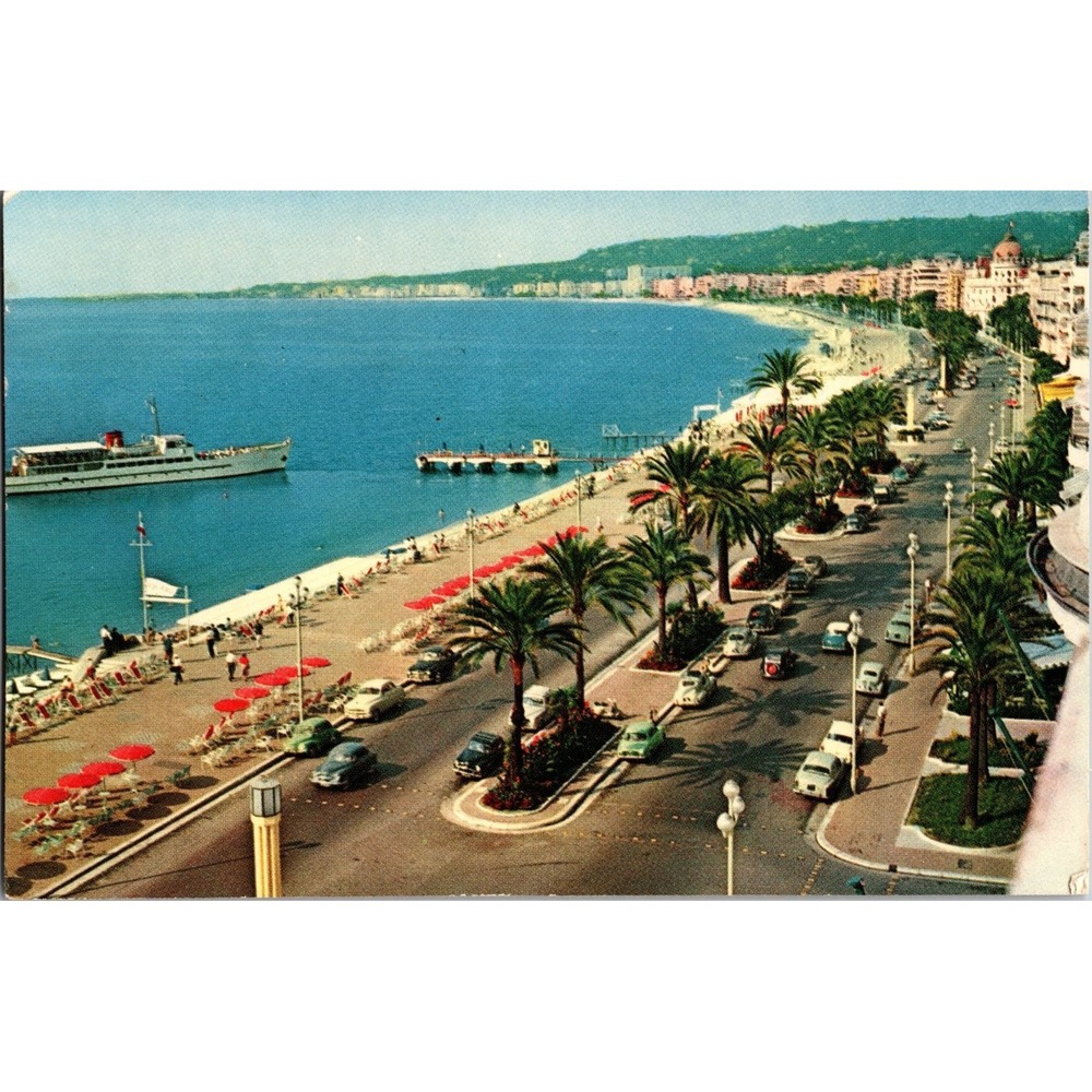Vintage Nice France La Promenade des‎ Anglais Postcard Hotel Ruhl View